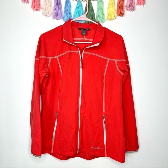Eddie Bauer Scarlet Nantucket Red Zip Up Rain Windbreaker Jacket Size Medium - Picture 13 of 13